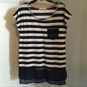Navy & White Striped Tunic with Sheer Bottom